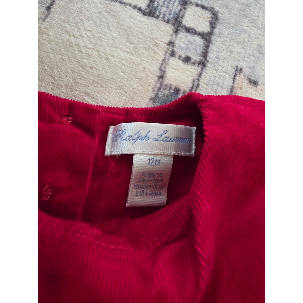 Ralph Lauren Infant Size 12 months Red Corduroy 100% Cotton Dress - Picture 2 of 4